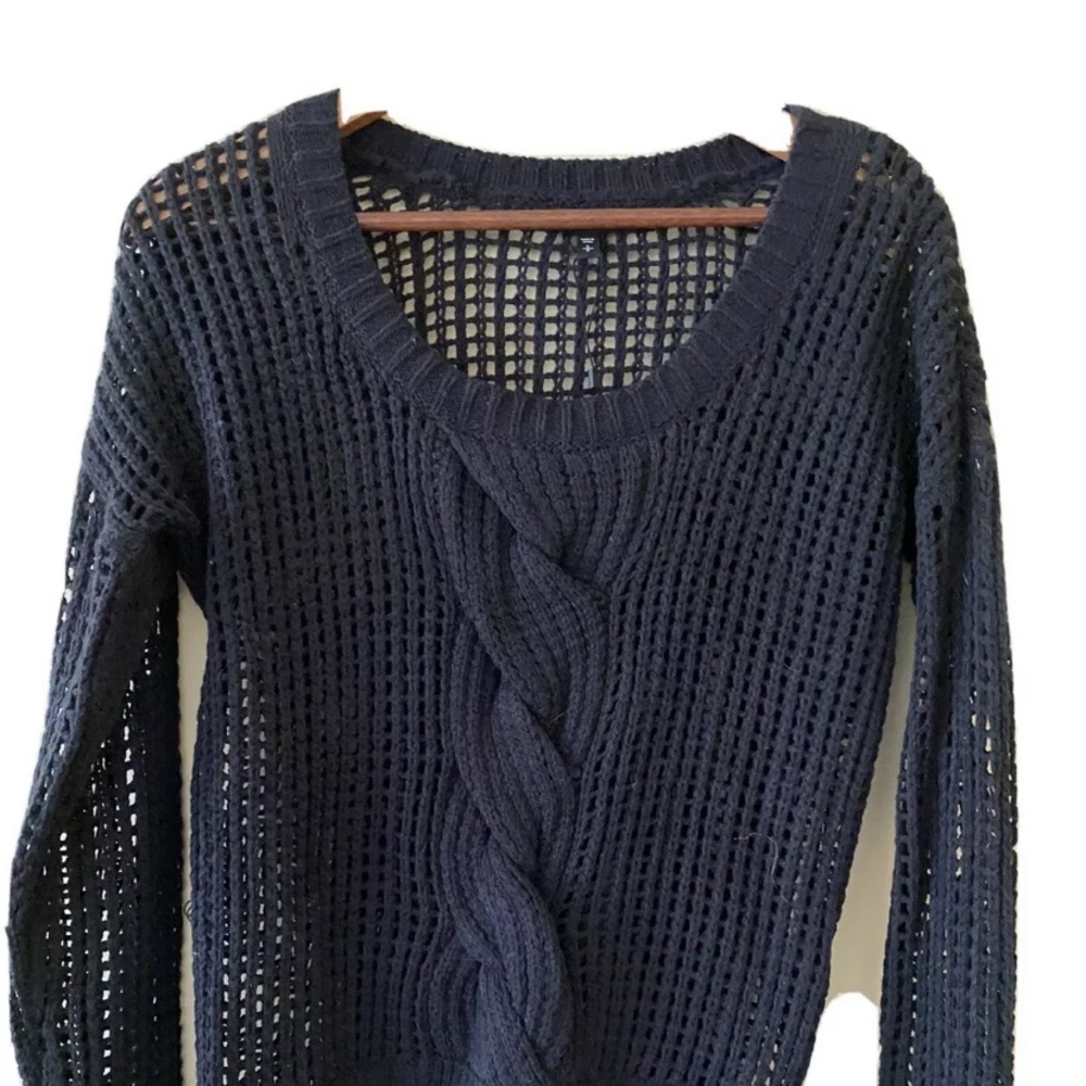 Express Open Knit With Twist Cable Black Size S/p